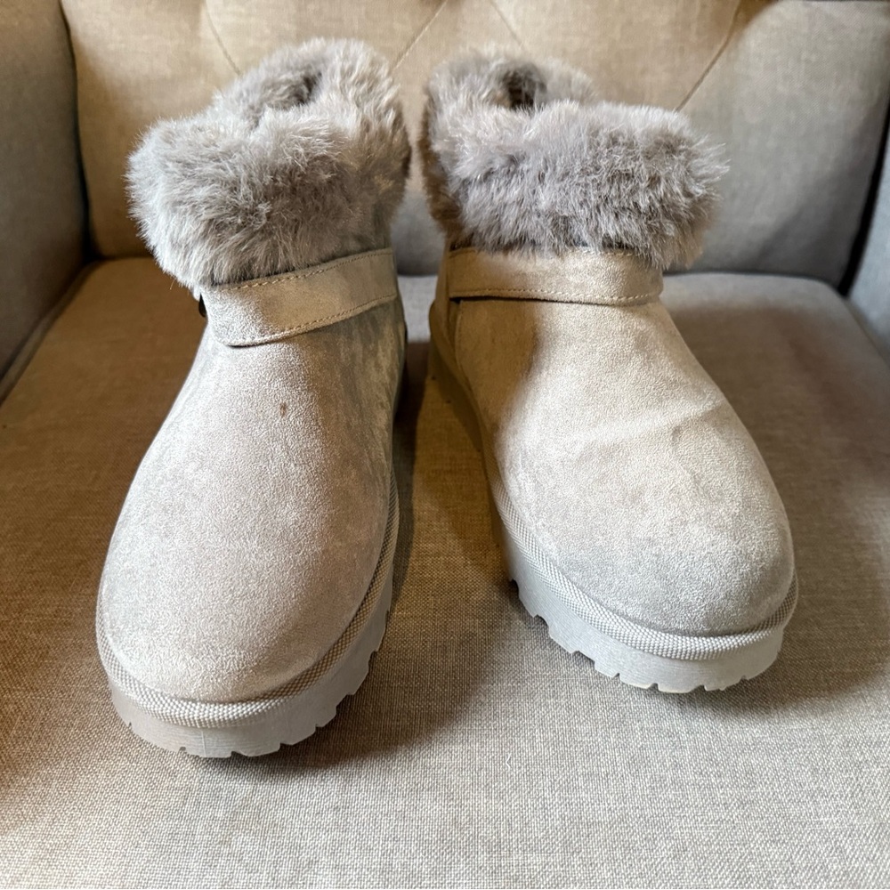 Goldnut Women’s Winter Mini Boots Faux Fur Grey Size:7 NEW - Picture 6 of 9